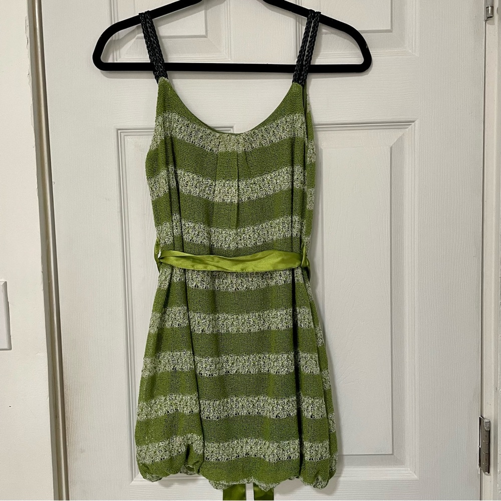 Green striped t-shirt dress